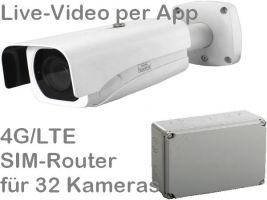238.036 4G/LTE Outdoor Mobilfunk-Überwachungskamera Set. Live-Video, Aufzeichnung, Zutrittsalarm, per Handy-App oder PC. SANTEC 4MP Motor-Zoom-Kamera und SIM-Router für 32 Kameras. Ideal zur Überwachung von Baustellen, Dokumentation, Zeitraffer