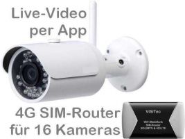 238.006 4G/LTE Mobilfunk-Überwachungskamera-Set für SIM-Karte. Live-Video und Aufzeichnung per Handy-App. Inkl. Outdoor Full-HD Kamera DA304 und SIM-Router für 16 Kameras. Ideal als Stallkamera, für Wochenend-/Ferienhaus